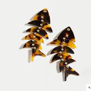 J.Crew Acetate Fish Bone Earring Tortoise NWT